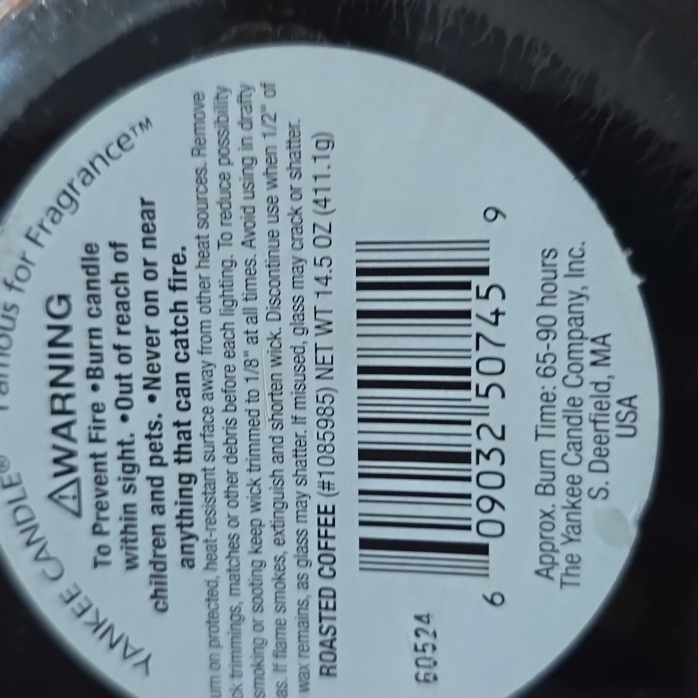 Rare Retired Yankee Candle Roasted Coffee 14.5 Oz. Jar Candle - Picture 2 of 5